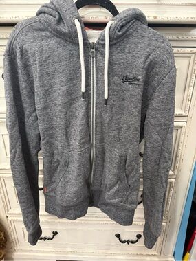 Superdry Men's Heather Gray Full-Zip Hoodie